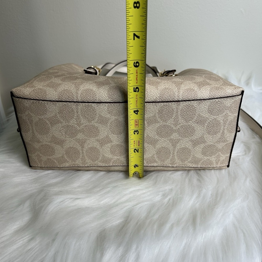 Coach Mollie Tote 25 Sand Chalk Signature Canvas Leather Bag NEW - Picture 13 of 13
